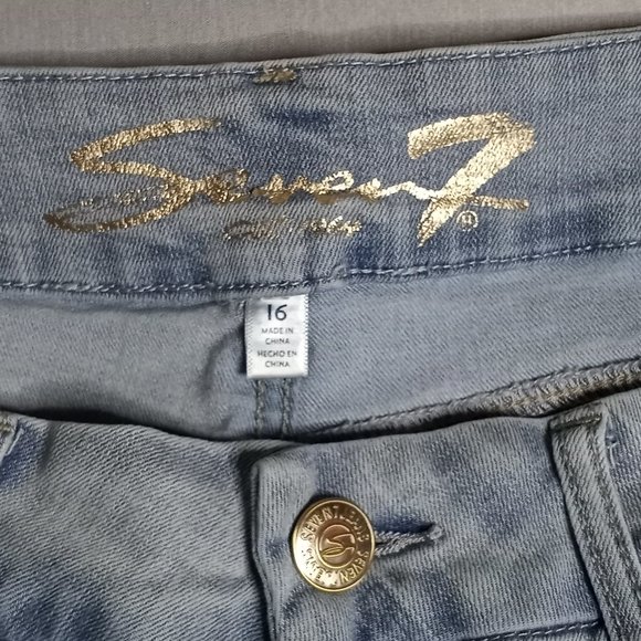 Seven7 Women's Tummy Less High-Rise Skinny Distressed Light Wash Jeans Size 16 - Picture 9 of 9